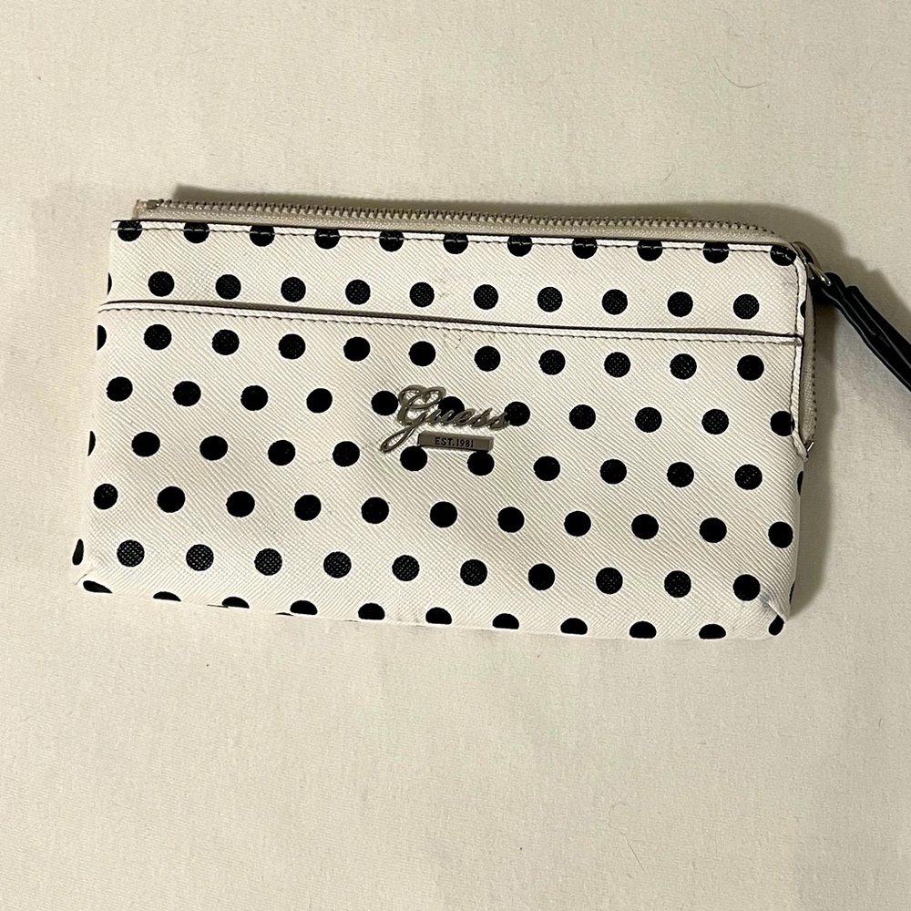 Guess B&W polka dot Wristlet